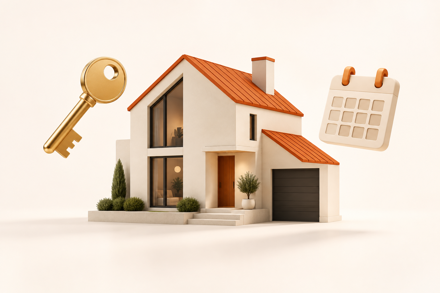 Illustrative modern home with a golden roof